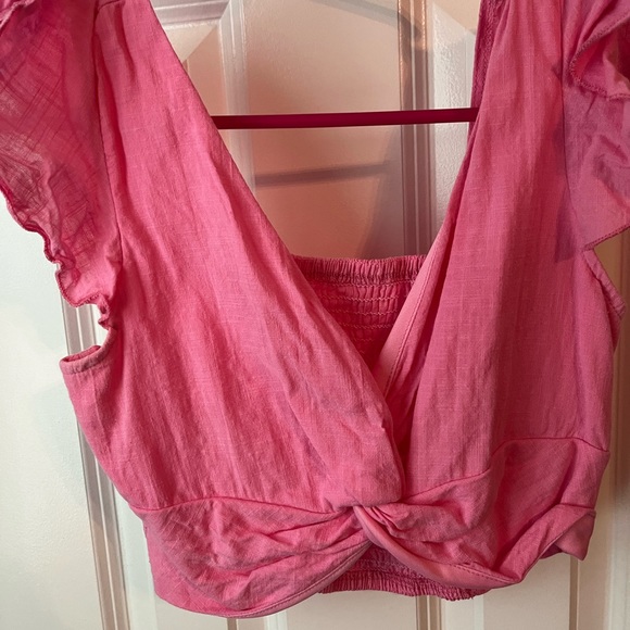 Ace by Aimee | Pink Flutter-Sleeve Crop Top & Button-Up Skirt - Women - Picture 5 of 5